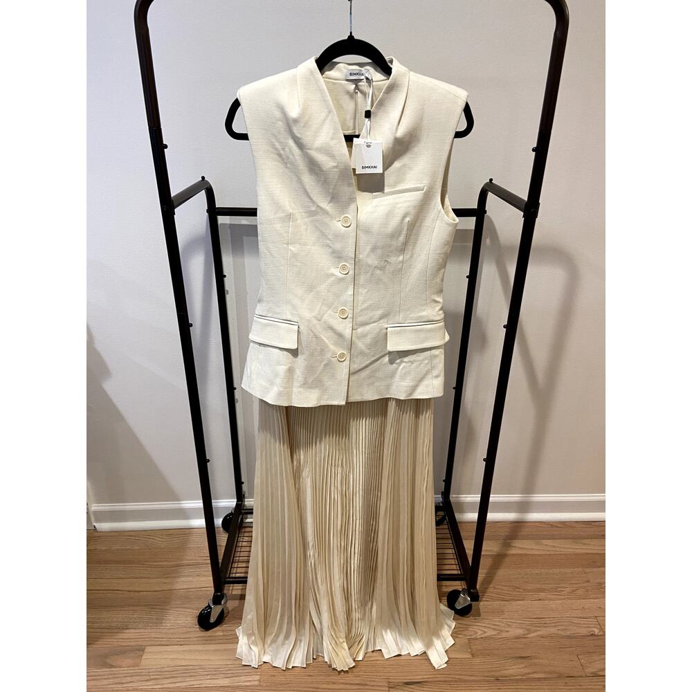 Simkhai White Georgina Sleeveless Vest Midi Dress size 6 - Picture 3 of 8
